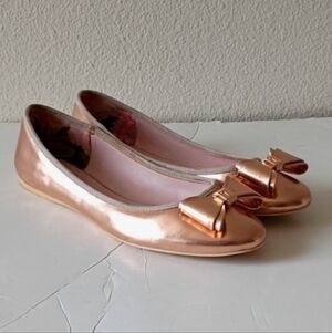 Ted Baker Rose Gold Bow Flats sz 39.5